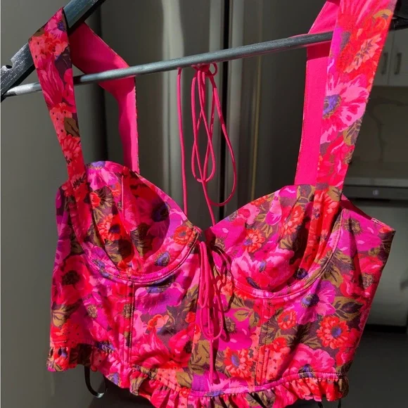 For Love And Lemons Floral Pink Corset Top - Picture 3 of 8